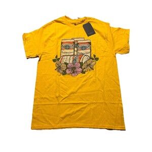 Junk Food Clothing Budweiser Beer Can Floral T-Shirt Small Yellow NWT Flaw